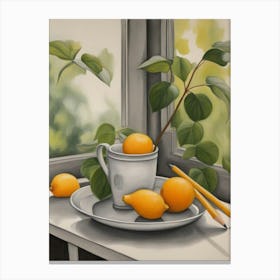 Lemons By The Window 1 Canvas Print