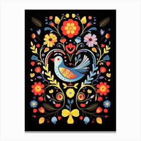 Folk Bird Illustration Dove 2 Canvas Print