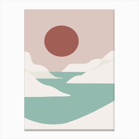 Minimal Sunset Beach Canvas Print