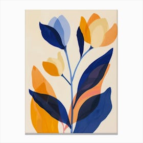 Blue And Orange Flowers 1 Canvas Print