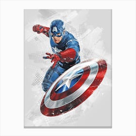 Captain America Watercolor Canvas Print