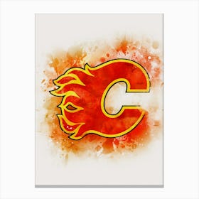 Calgary Flames Watercolor Canvas Print