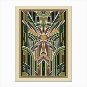 Art Deco Pattern 1 Greens Canvas Print