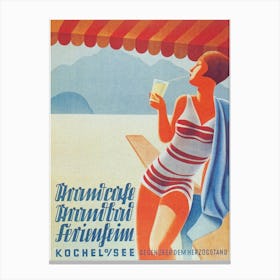 Woman In A Bathing Suit, Summer, Germany Vintage Travel Poster Canvas Print