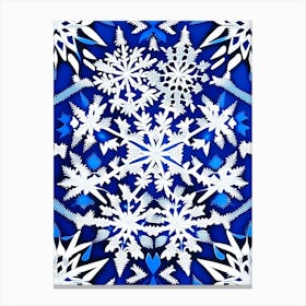 Pattern, Snowflakes, Blue & White Illustration 2 Canvas Print