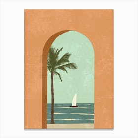 Palm Tree In The Arch Canvas Print