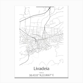 Livadeia,Greece Minimalist Map Canvas Print