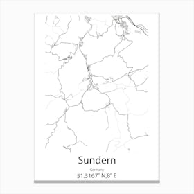 Sundern,Germany Minimalist Map Canvas Print