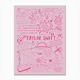 Taylor Swift Pink Doodle Lyrics Canvas Print