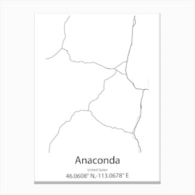 Anaconda,United States Minimalist Map Canvas Print