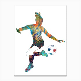 Soccer Player Kicking A Ball Canvas Print