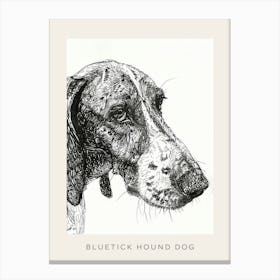 Bluetick Hound Dog Line Sketch 3 Poster Canvas Print
