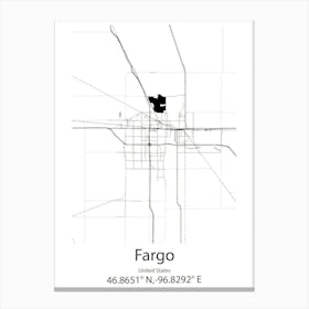 Fargo,United States Minimalist Map Canvas Print