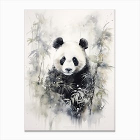 Panda Art In Sumi E (Japanese Ink Painting) Style 4 Canvas Print