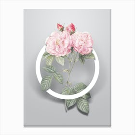 Vintage Italian Damask Rose Minimalist Floral Geometric Circle on Soft Gray Canvas Print