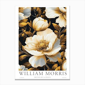 William Morris Prints White Flowers Peonies Morris Exhibition Print Yellow Gold Poster Vintage Canvas Print