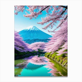 Cherry Blossoms In Japan Mount Fuji Japan Beautiful Lake Landscape 1 Canvas Print