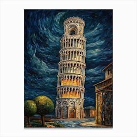 Tower Of Pisa Van Gogh Style 4 Canvas Print