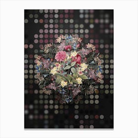 Vintage China Rose Flower Wreath on Dot Bokeh Pattern n.0490 Canvas Print