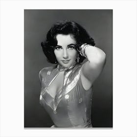 Actress Elizabeth Taylor Is Shown In A Seductive Pose Canvas Print