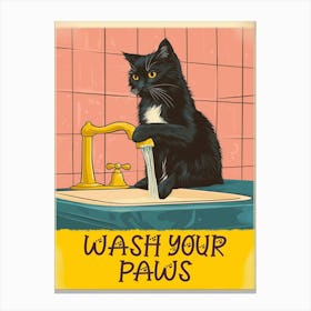 Wash Your Paws Cat Bathroom Canvas Print