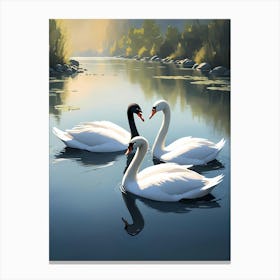 Swans In The River Canvas Print