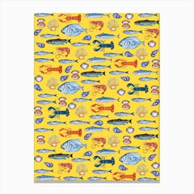 Fish Wallpaper Yellow Canvas Print