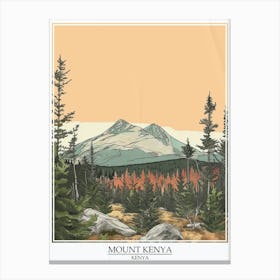 Mount Kenya Color Line Drawing 4 Poster Canvas Print