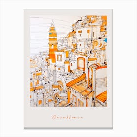 Casablanca Morocco Orange Drawing Poster Canvas Print