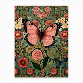 Butterfly And Flowers Canvas Print