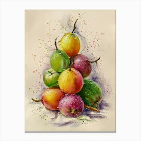 Fresh Juicy Tropical Fruit Painting #1 Canvas Print