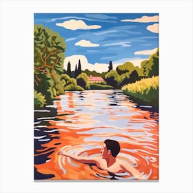Wild Swimming At River Great Ouse Bedfordshire 3 Canvas Print