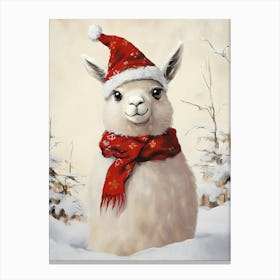 Llama Christmas Canvas Print