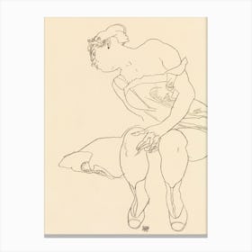 Naked Lady; Seated Woman in Corset and Boots (1918), Egon Schiele Canvas Print
