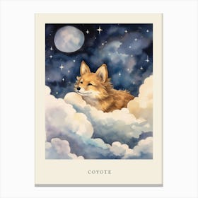 Coyote 1 Sleeping In The Clouds Nursery Poster Canvas Print