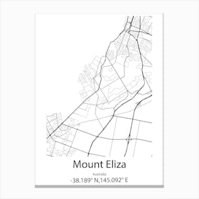 Mount Eliza,Australia Minimalist Map Canvas Print