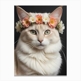 Balinese Javanese Cat With Flower Crown (3) Canvas Print