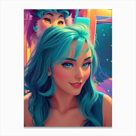 Fantasy Blue Haired Girl Canvas Print