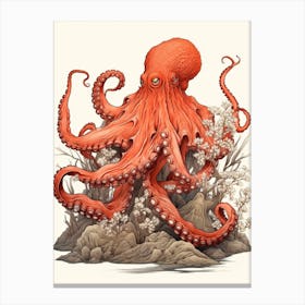 Giant Pacific Octopus Flat Illustration 4 Canvas Print