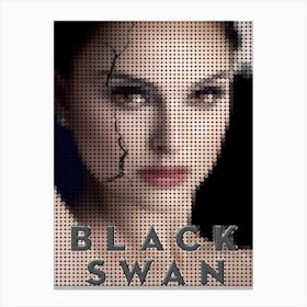 Black Swan Poster In A Pixel Dots Art Style Canvas Print