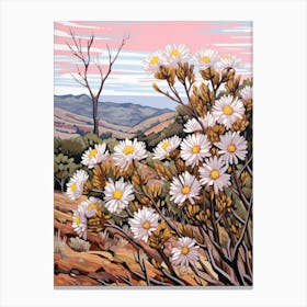 Asters 5 Flower Painting Canvas Print