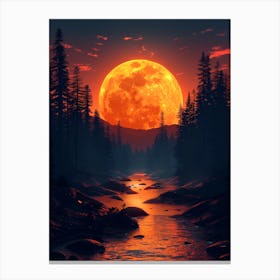 Full Moon In The Forest 2 Canvas Print