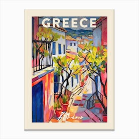 Athens Greece Fauvist Painting  Travel Poster Canvas Print