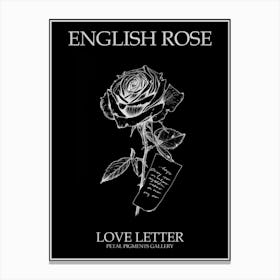 English Rose Love Letter Line Drawing 4 Poster Inverted Canvas Print