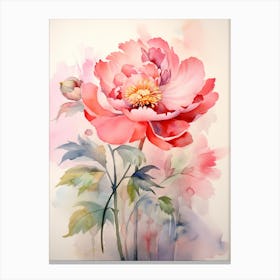 Peony Wildflower At Dawn In Watercolor (4) Canvas Print