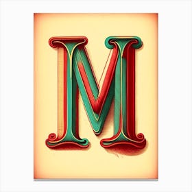 M, Letter, Alphabet Vintage Sketch 2 Canvas Print