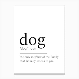 Dog Definition Poster - Dictionary Canvas Print