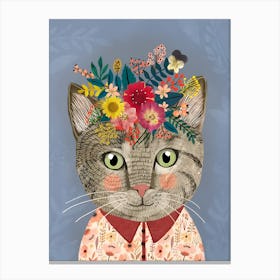 Cat With Flowers 12 Canvas Print