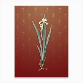 Vintage Yellow Banded Iris Botanical on Falu Red Pattern n.2495 Canvas Print