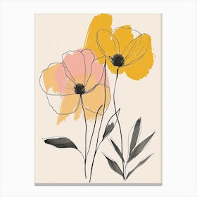 Memphis Flower Market Boho Minimalist Style Canvas Print